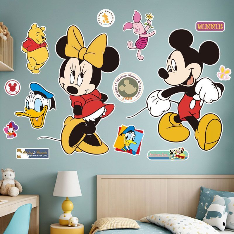 Novo produto mickey Mouse adesivo de parede quarto das crianças menina auto-adesivo fundo do quarto jardim de infância D