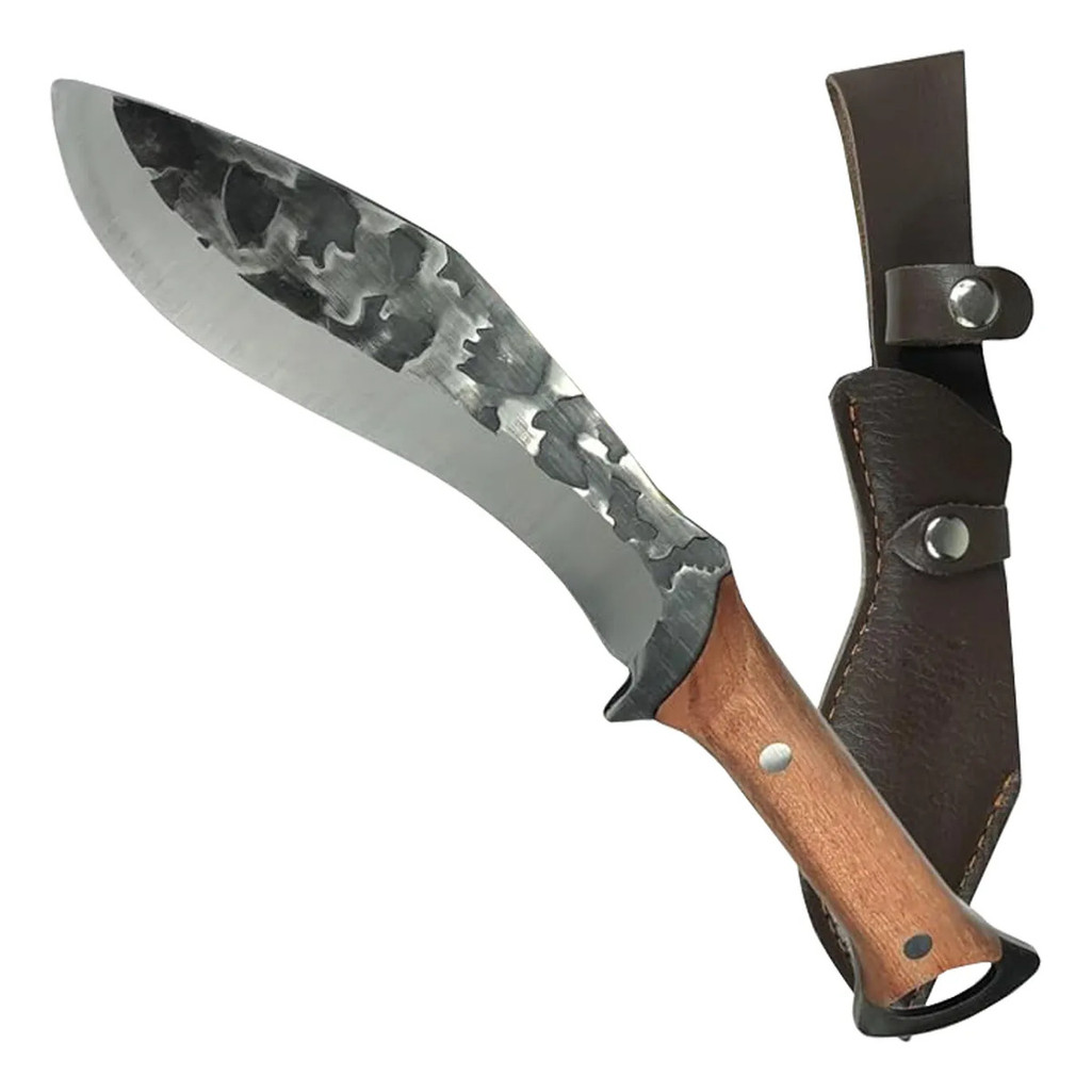 Faca Kukri Esportiva Caça Pesca 35cm Com Bainha Couro