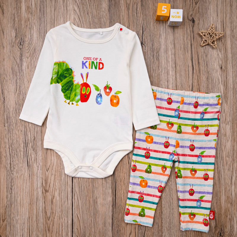 Comércio exterior europeu americano bebê primavera outono puro algodão de manga comprida triângulo macacão Leggings calç