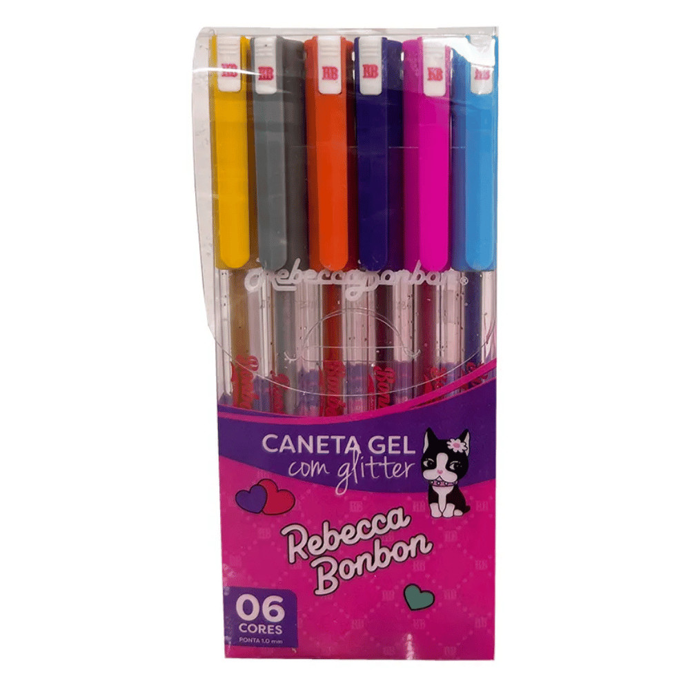 Kit de Canetas Gel Glitter - Rebecca Bonbon C/6 Cores - Sky Paper