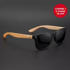 Óculos de sol retrô de bambu, estilo vintage com hastes UV400 unissex, ideal para uso diário ao ar livre.