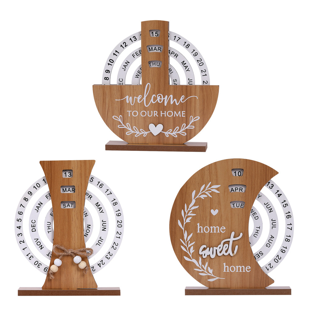 Fornecimento exclusivo transfronteiriço Calendário criativo de madeira Calendário perpétuo Decoração de casa Decoração d