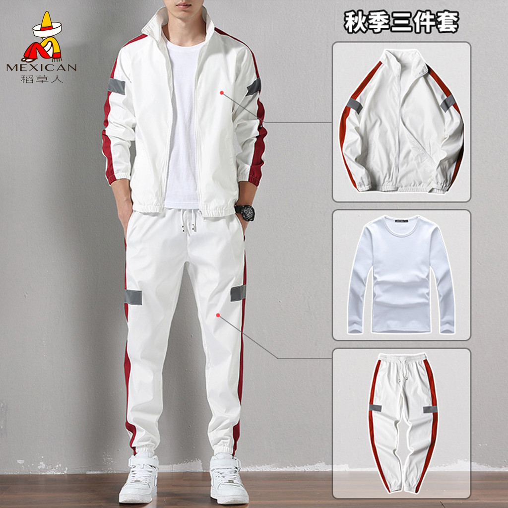 Espantalho masculino Casual terno esportivo primavera outono fino correndo roupas esportivas Cardigan moletom masculino 