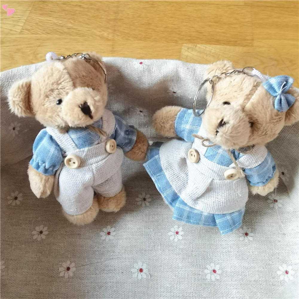 Chaveiro De Urso E Coelho De Pelúcia Para Casal , Pingente De Bolsa De Boneca Animal Vestida Fofo , Mini Brinquedo Decor