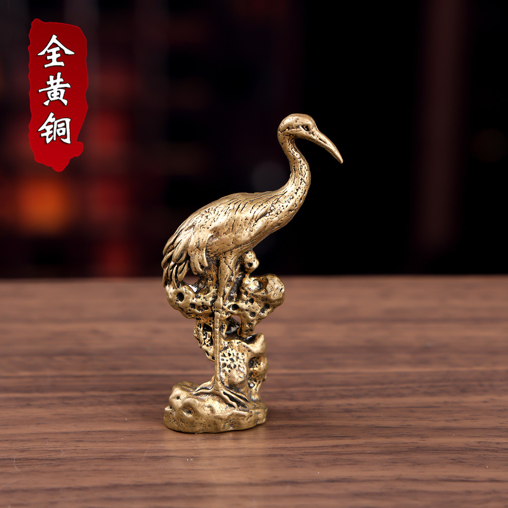 Guindaste ano-spandindo guindaste Desktop pequenos ornamentos escritório em casa escultura em Bronze Wenwan chá decoraçã