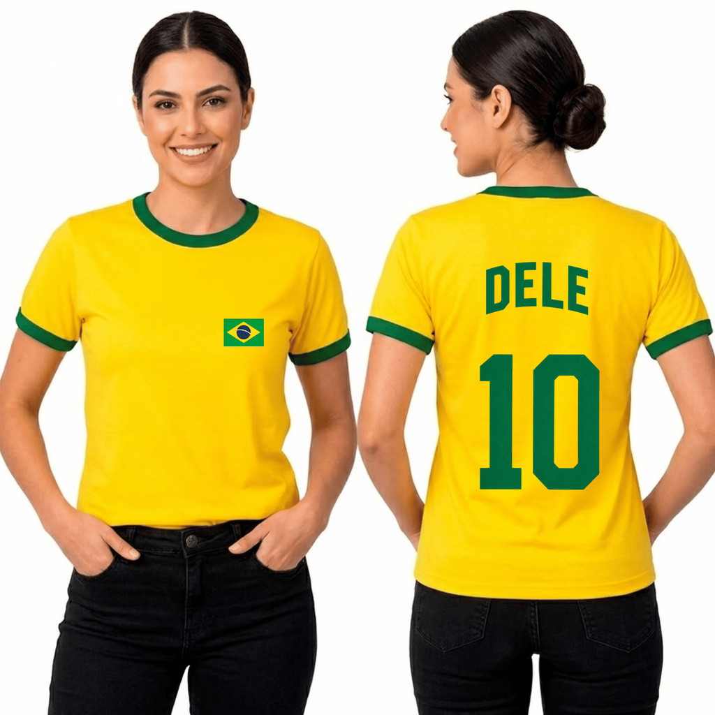 Camisa Casal Seleção Brasil Copa Brasileiro Brasileira Dela Dele P ao G
