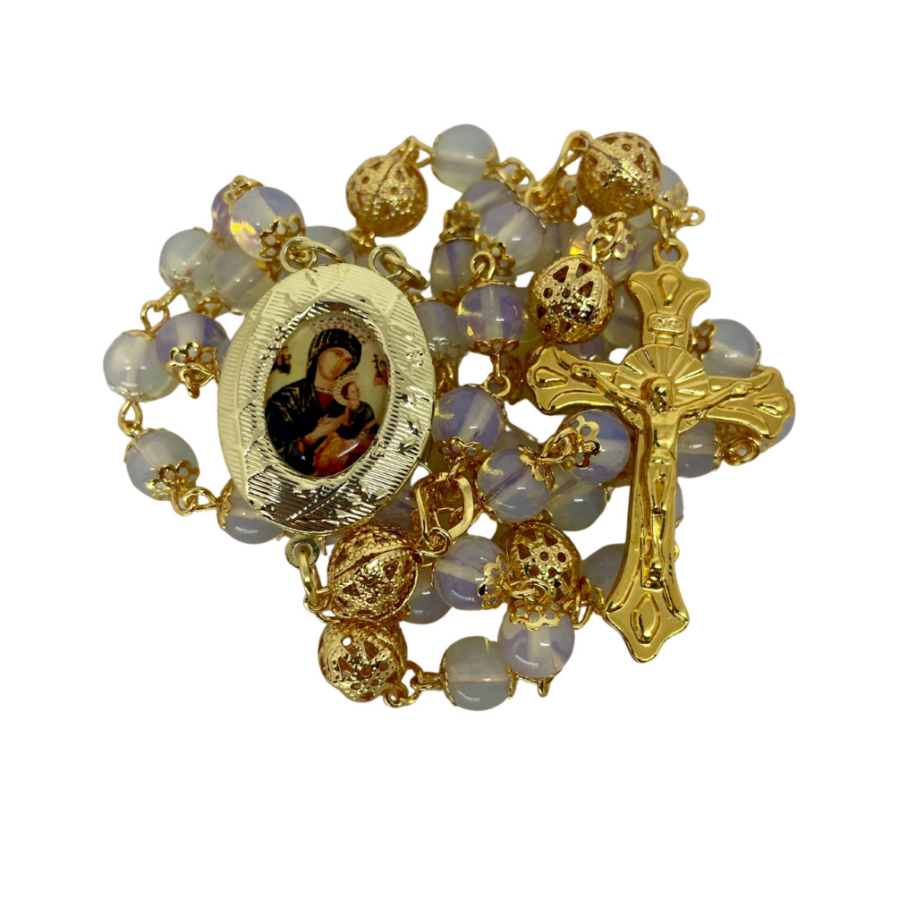 Terço Nossa Senhora Do Perpétuo Socorro Opalina 8mm