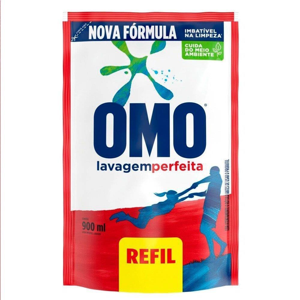 Sabão Líquido Omo Lavagem Perfeita 900ml Refil | 1/2/3un | Pronta Entrega