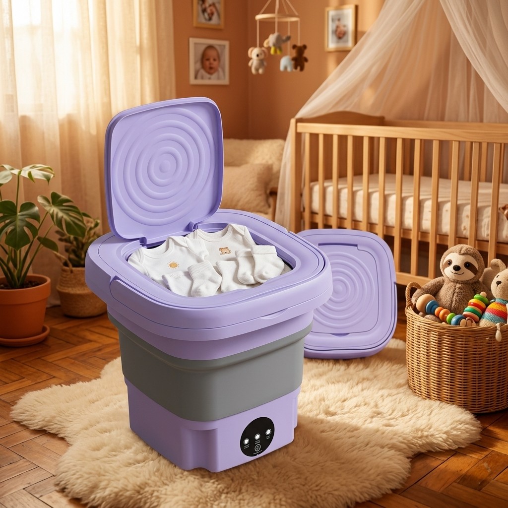 Lavadora Portátil Mini Máquina De Lavar Roupas 11 Litros Dobrável Centrifuga Automática Bivolt Para Espaço Pequeno