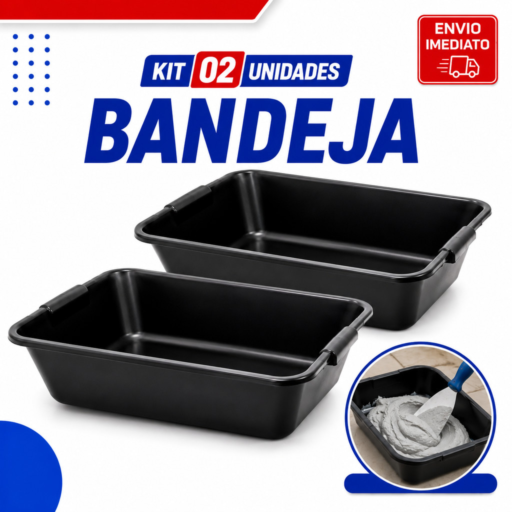 Kit 2 Caixa De Massa Plástica Construção Resistente Lavável Masseira Caçamba Concreto Cimento