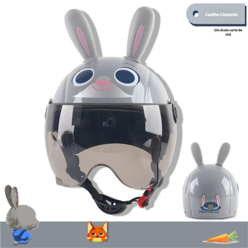 Coelho branco bonito crianças capacete  orelhas compridas e design arco | capacete de segurança para scooter  bicicleta