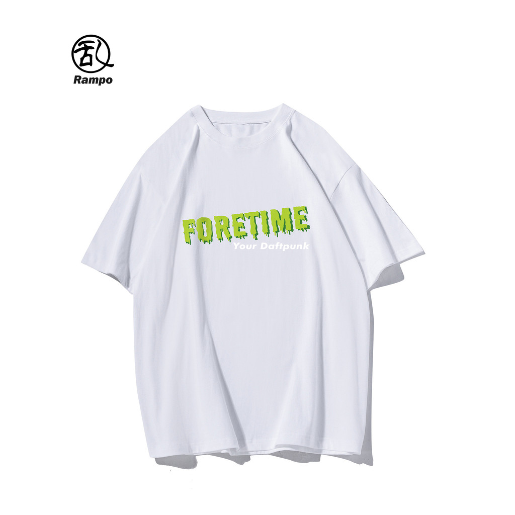 Street Wear pesado algodão carta de manga curta camiseta das mulheres dos homens solto tamanho grande camiseta rufião bo