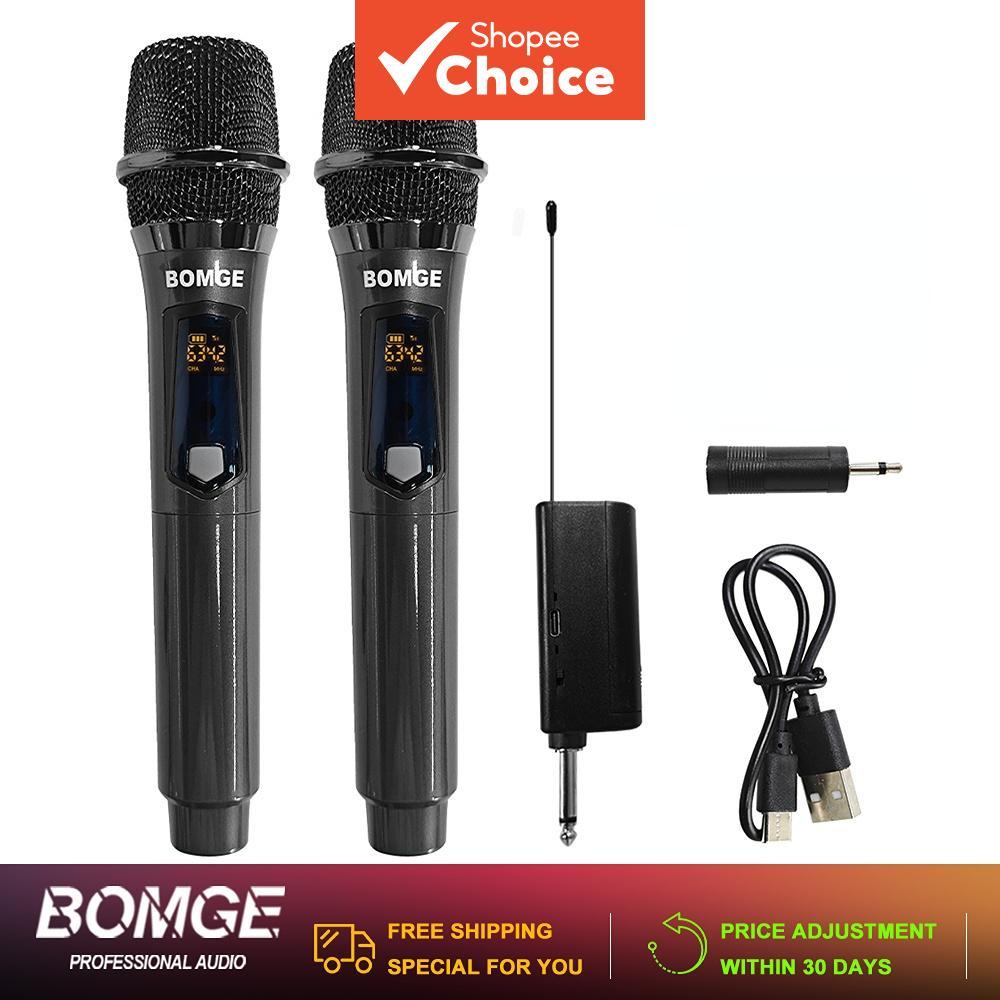 Microfone de Mão Duplo Profissional UHF Microfone Sem Fio de Alta Frequência para Videoke e Karaokê ao Vivo