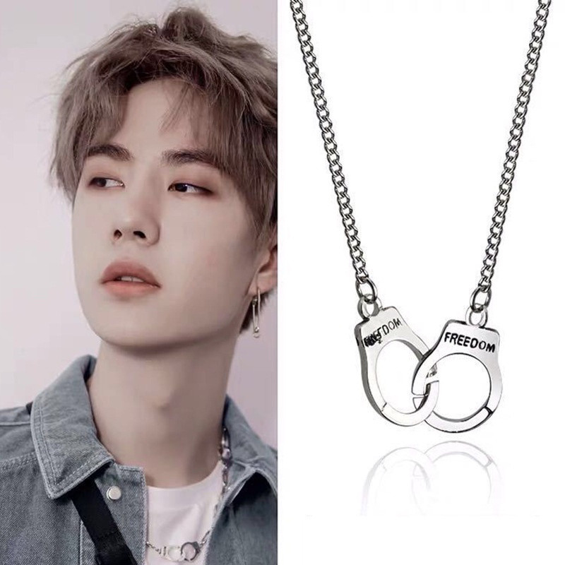 O mesmo pingente de algema usado por Wang Yibo em Harajuku, versão unissex coreana, colar acessório de moda simples e es