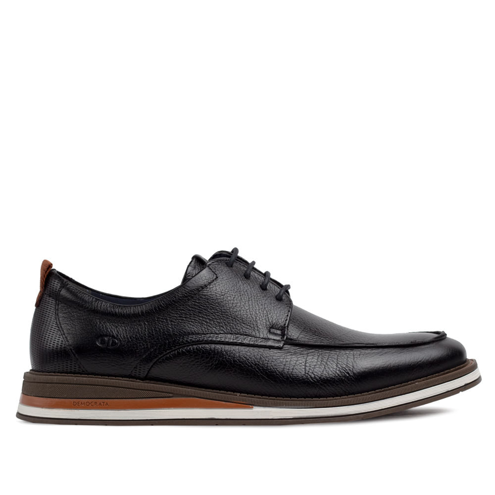 Sapato Masculino Democrata de Couro Type Metropolitan Preto