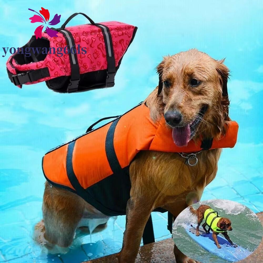 YONGWANG Colete Salva-Vidas Para Cães , Reflexivo Com Alça De Resgate , Roupa De Banho Ajustável À Prova D'água Cachorro