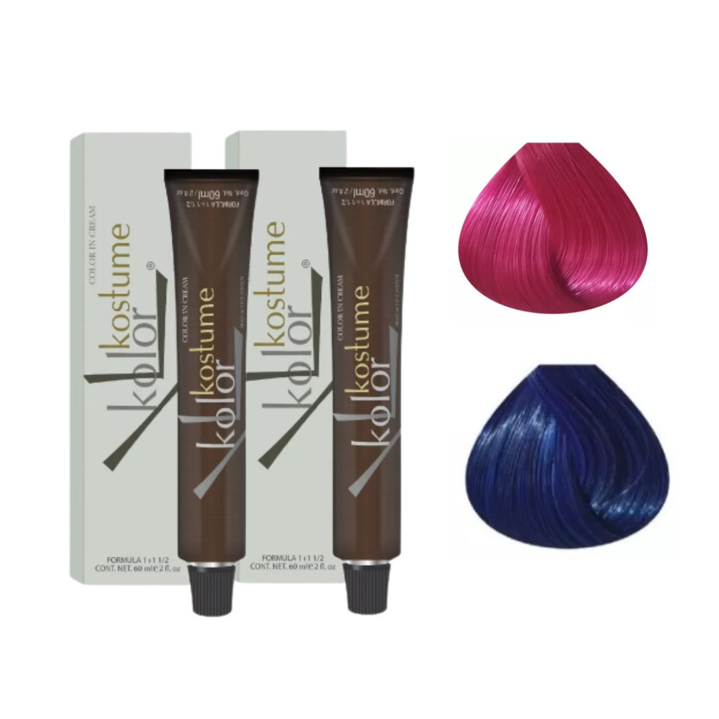 Kit 2 Tintas Cabelo Kostume Kolor Coloração Magenta + Azul