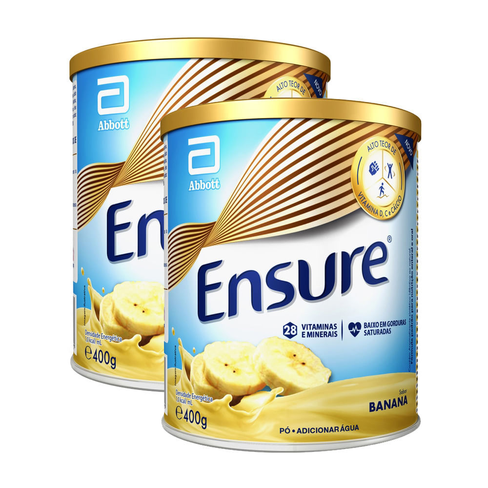 Kit 2 Suplemento Adulto Ensure Pó Sabor Banana 400g