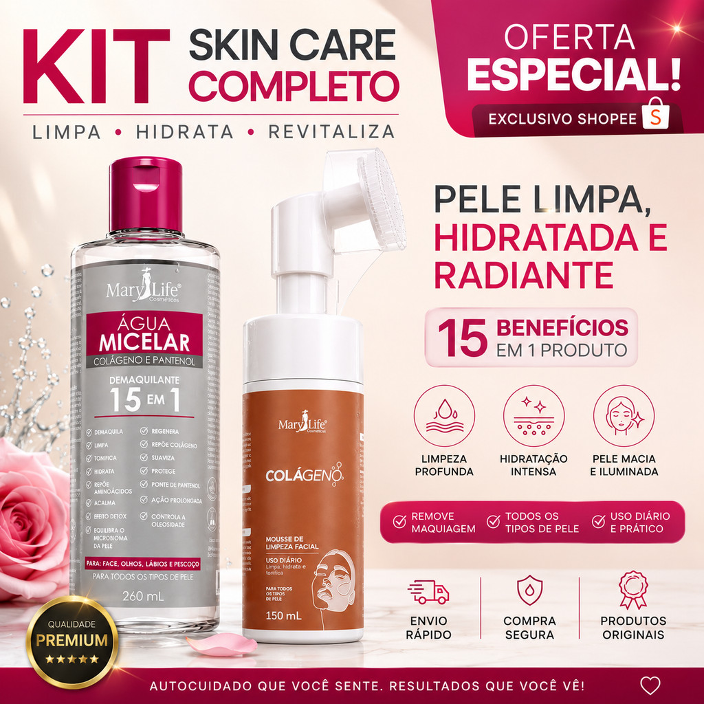 Kit skin care Sabonete facial e Agua Micelar Para Todos os tipos de pele Hidratação Profunda