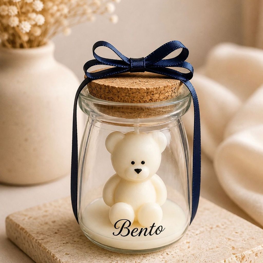 Kit 15 Velas Aromáticas Ursinho Personalizada 115g Lembrancinha Maternidade Chá Revelação e Batizado