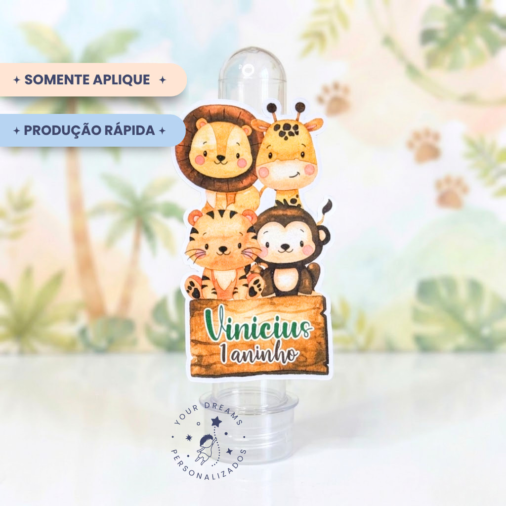 Aplique Para Tubete Safari Baby | Personalizados | Lembrancinha | Festa Infantil | Aniversário | Papelaria Personalizada