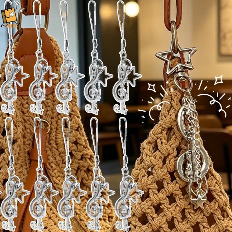 [Prim] Pingente De Nota Musical 4-1Pc-Telefone Com-Chaveiro Borla De Guitarra-Decoração De Bolsa-Corda Pendurada-Present