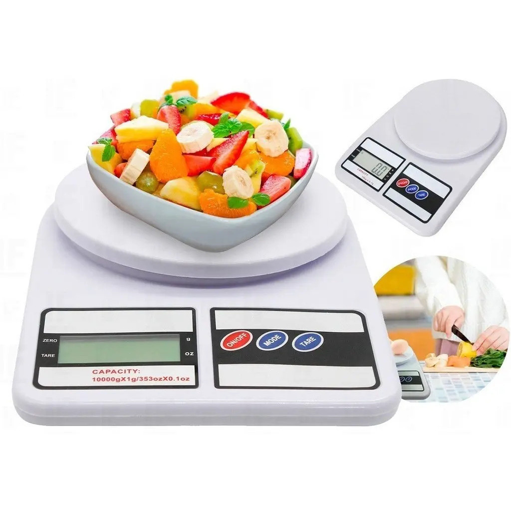 Balança Digital de Cozinha SQ SF-400 Branca até 7kg Precisão 1g com Função Tara para Receitas e Alimentos