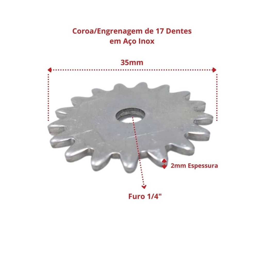 Kit 4 Engrenagem (Espora) Inox Espetos Giratório Churrasco