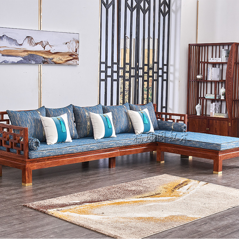 Sofá de mogno novo estilo chinês jacarandá ouriço vermelho sândalo sofá canto concubina sala de estar em forma de L comb