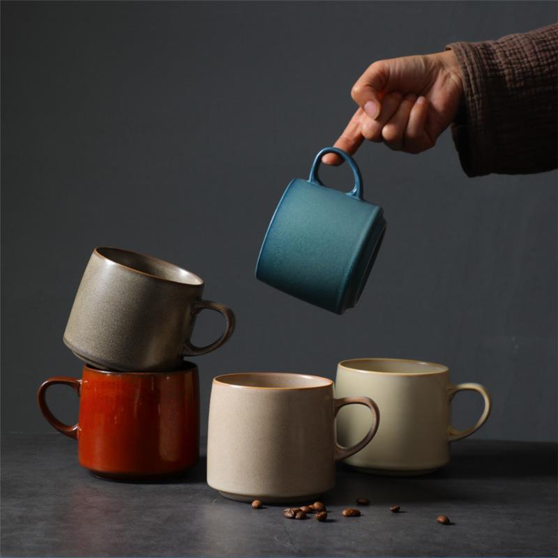 Copo de café da manhã de cerâmica de alto valor casal copo de água grés xícara de café Retro Cross-border caneca Nordic