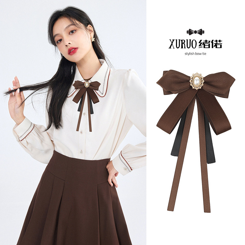 Gravata borboleta feminina laço decorativo estilo Preppy broche versão coreana senhoras camisa colar flor broche pino ac