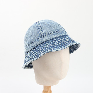 Vintage Denim Fisherman Hat Artistic Dome Small Brim Bucket Basin Hat Fashionable Washed Sunscreen Hat for Women*&-&-*&-