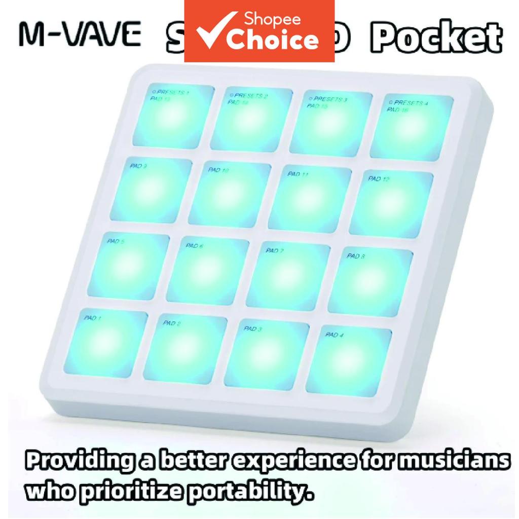 M-VAVE SMC-PAD POCKET: 16 almofadas sensíveis ao toque, conexão Bluetooth, interface USB-C, ideal para DJs e produtores