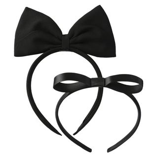 Fancheer 2 Peças de Tiara com Laço Grande Preto para Mulheres, Acessório de Cabelo para Fantasia de Halloween, Festa de 