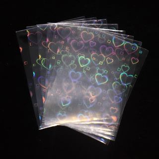 100 unidades/lote de protetores de cartas em formato de coração com efeito laser brilhante, para cartas colecionáveis, c