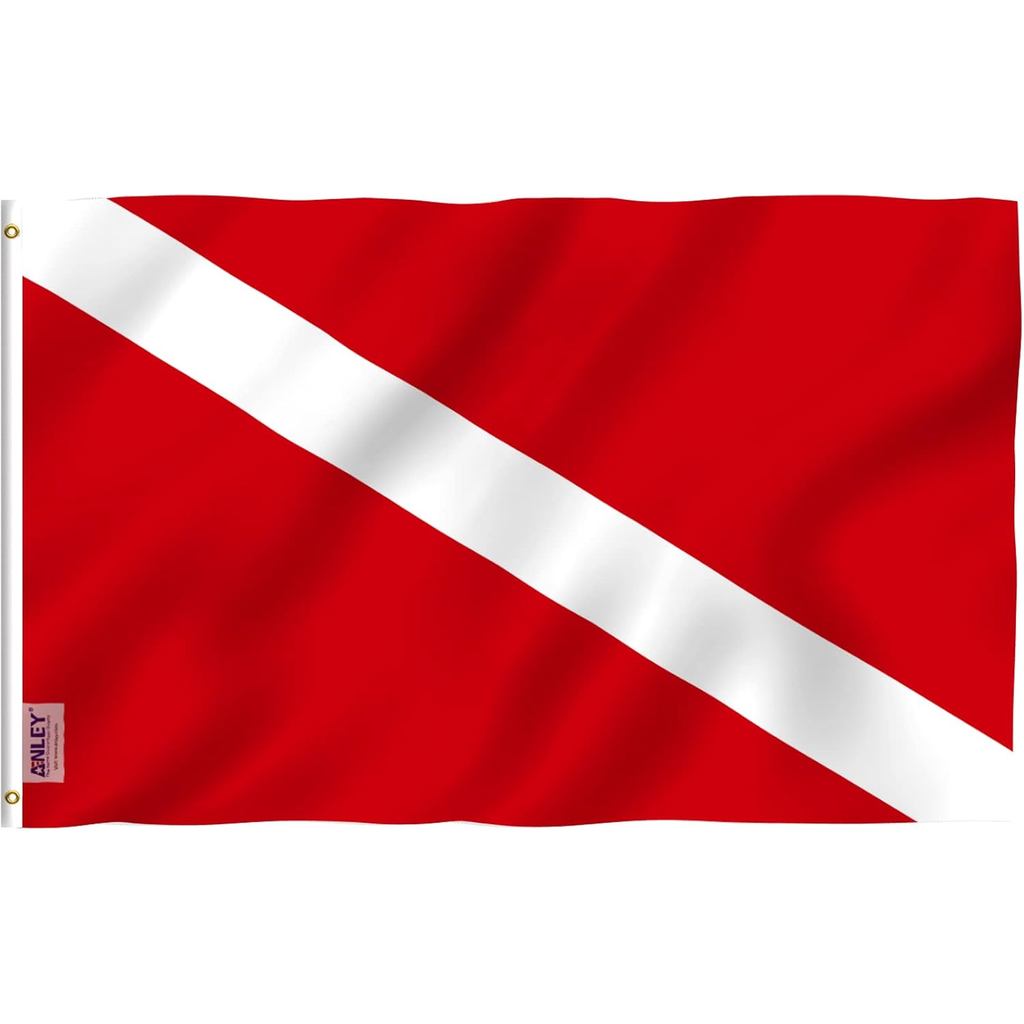 Anley Fly Breeze Bandeira de Mergulho 3x5 Pés - Cabeçalho de Lona e Costura Dupla - Bandeiras de Advertência para Mergul