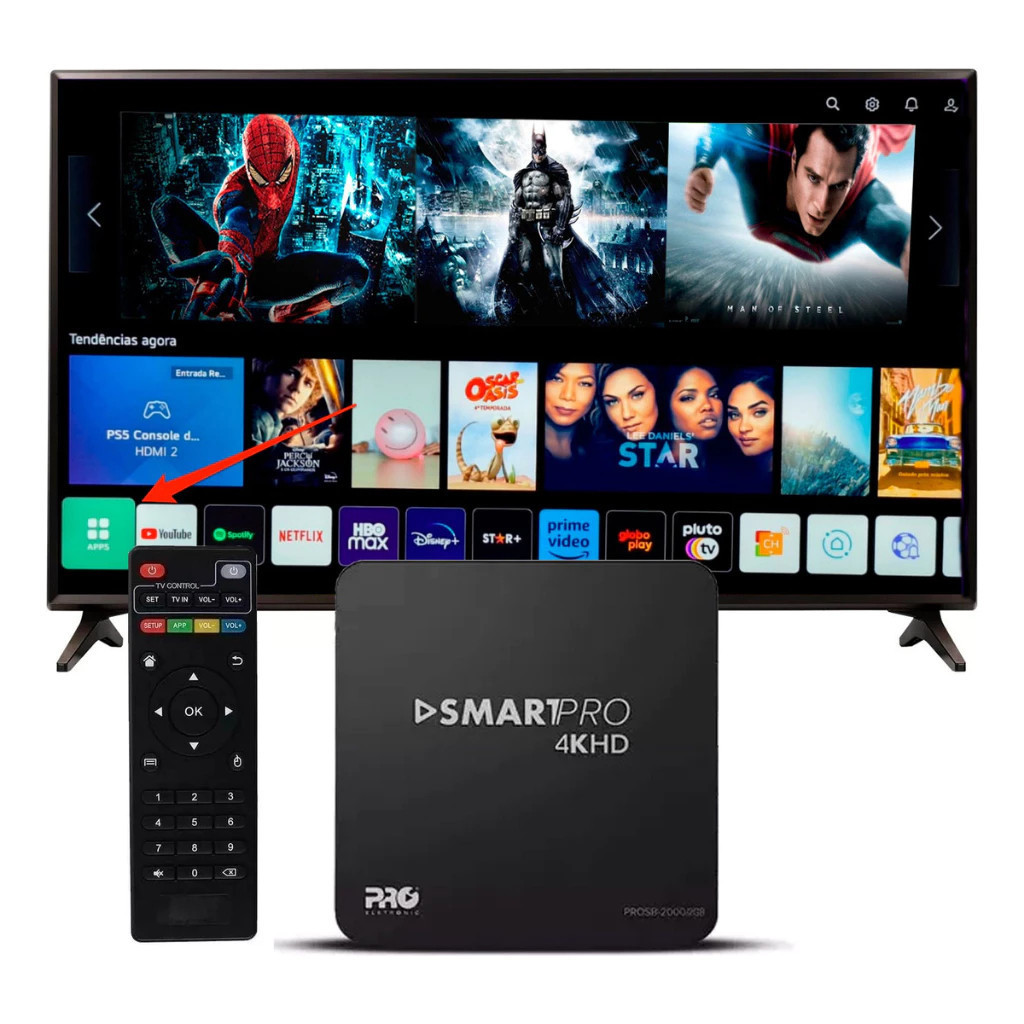 Smart Box  4K HD Conexão Compatível HDMI e AV Rede Wi-Fi 2.4G e 5G para Uso em TV