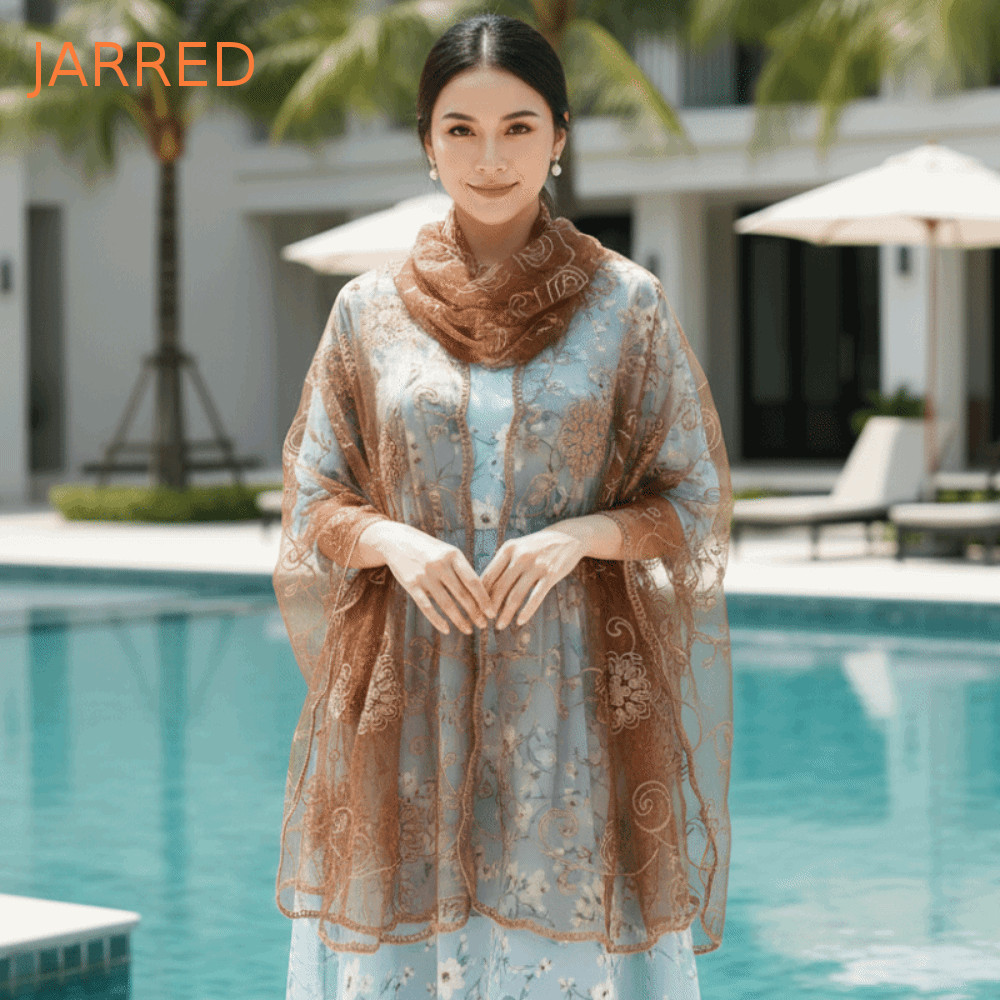 Xale Transparente JARRED , Envoltório Floral Bordado Translúcido , Estola De Malha Macia Colorida Adequada Para A Pele