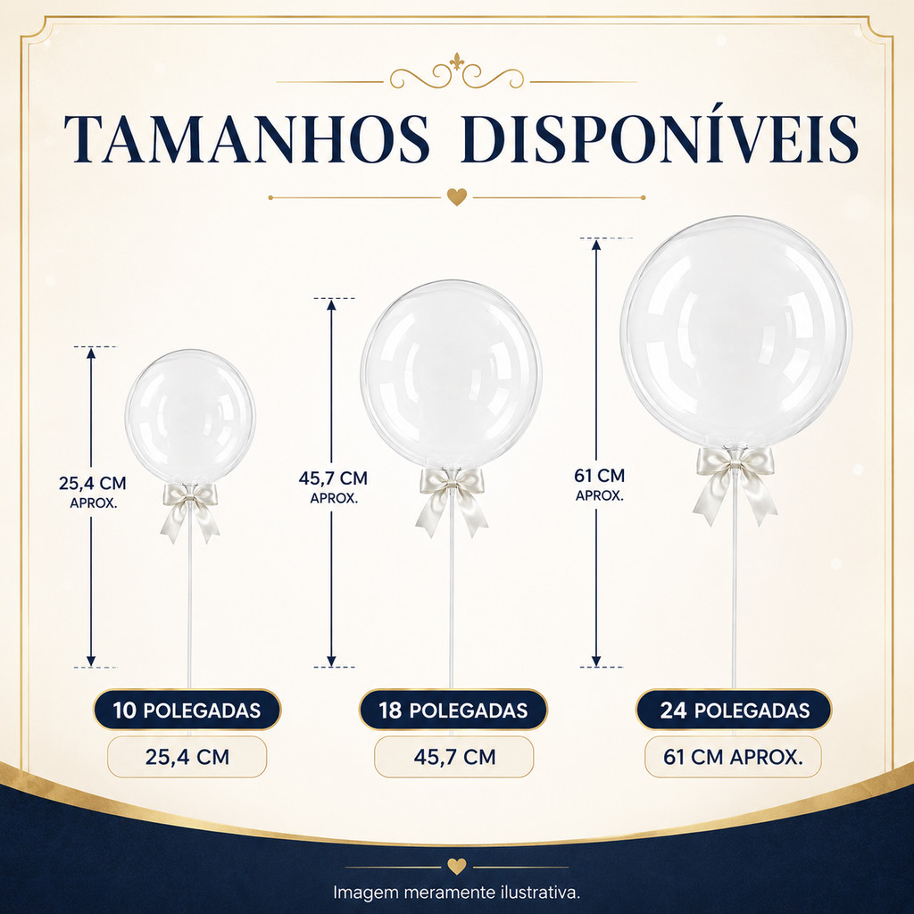 Kit 10 Balões Bubble Transparente 10 18 24 Pol Decoração Festa