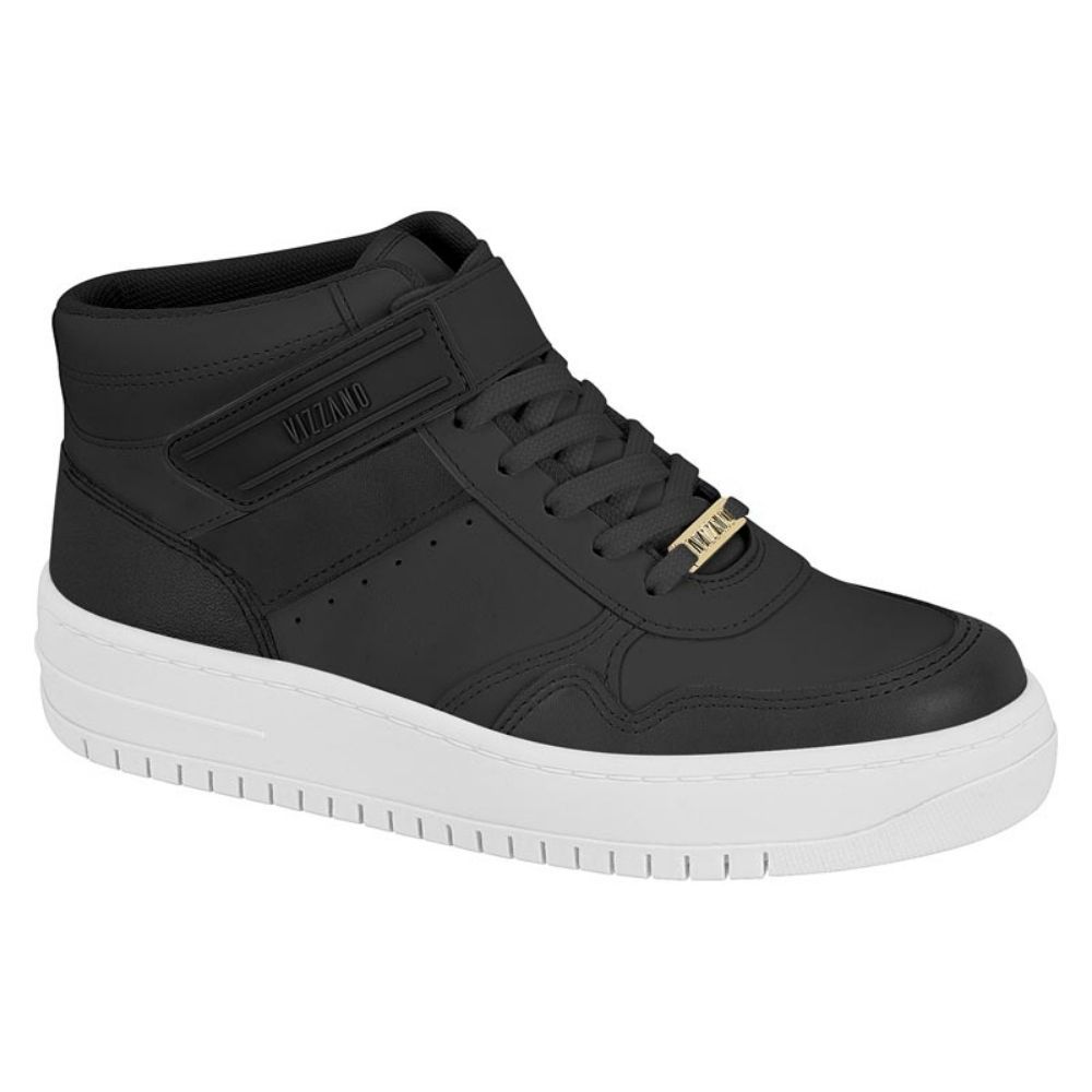 Tênis Feminino Cano Médio Pelica Preto Branco Vizzano 1389.116