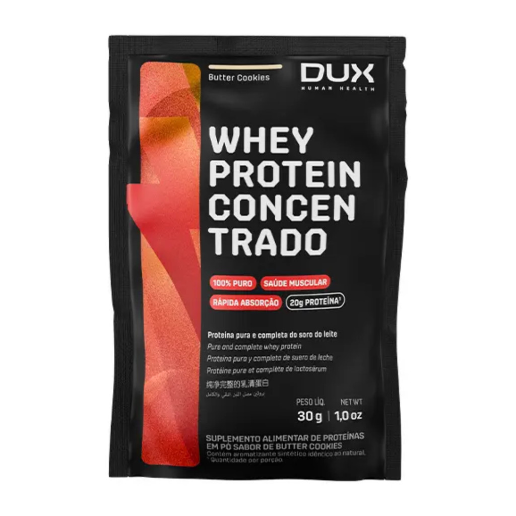 Whey Protein Concentrado Sachê De 30g Sabor Butter Cookies Dux