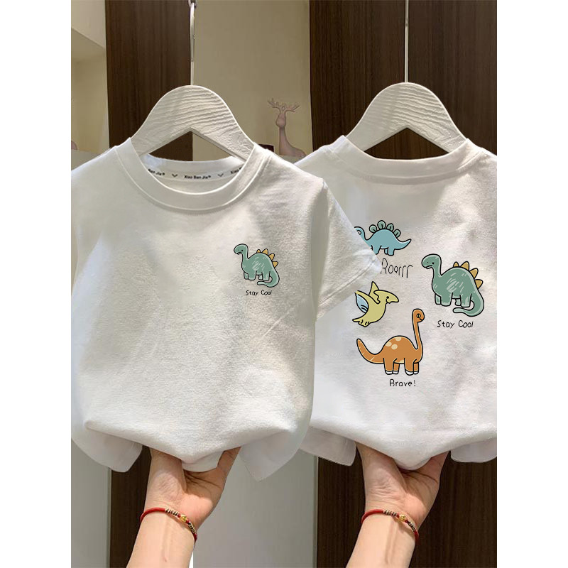 Crianças camiseta de manga curta verão novo estilo versão coreana bebê branco meia manga camiseta médio grande meninos p