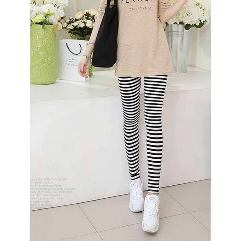 Modal listrado tornozelo-Leggings calças cortadas exterior Wear estiramento magro-ajuste moda calças magras Plus Size go