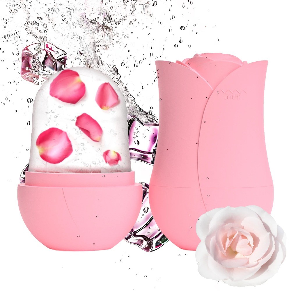 Rolo De Gelo Para Rosto E Olhos Molde Em Forma De Rosa De Silicone , Pele Facial Refrescante Reafirmante Ferramenta De C