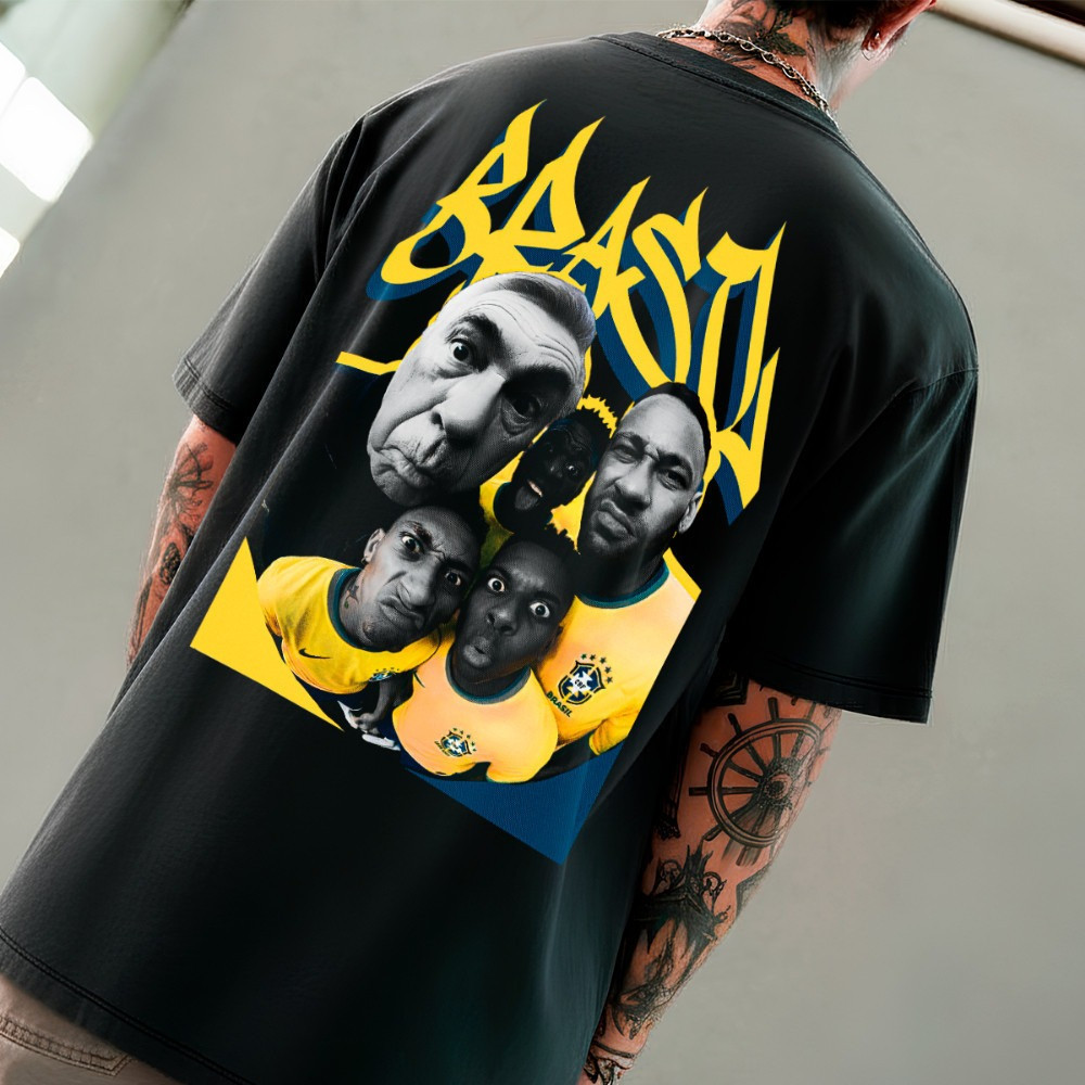 Camiseta Masaculina Copa do Mundo Brasil Lançamento Camiseta 100% Algodão Solta Plus Size Camiseta - Polar.ClothingStore