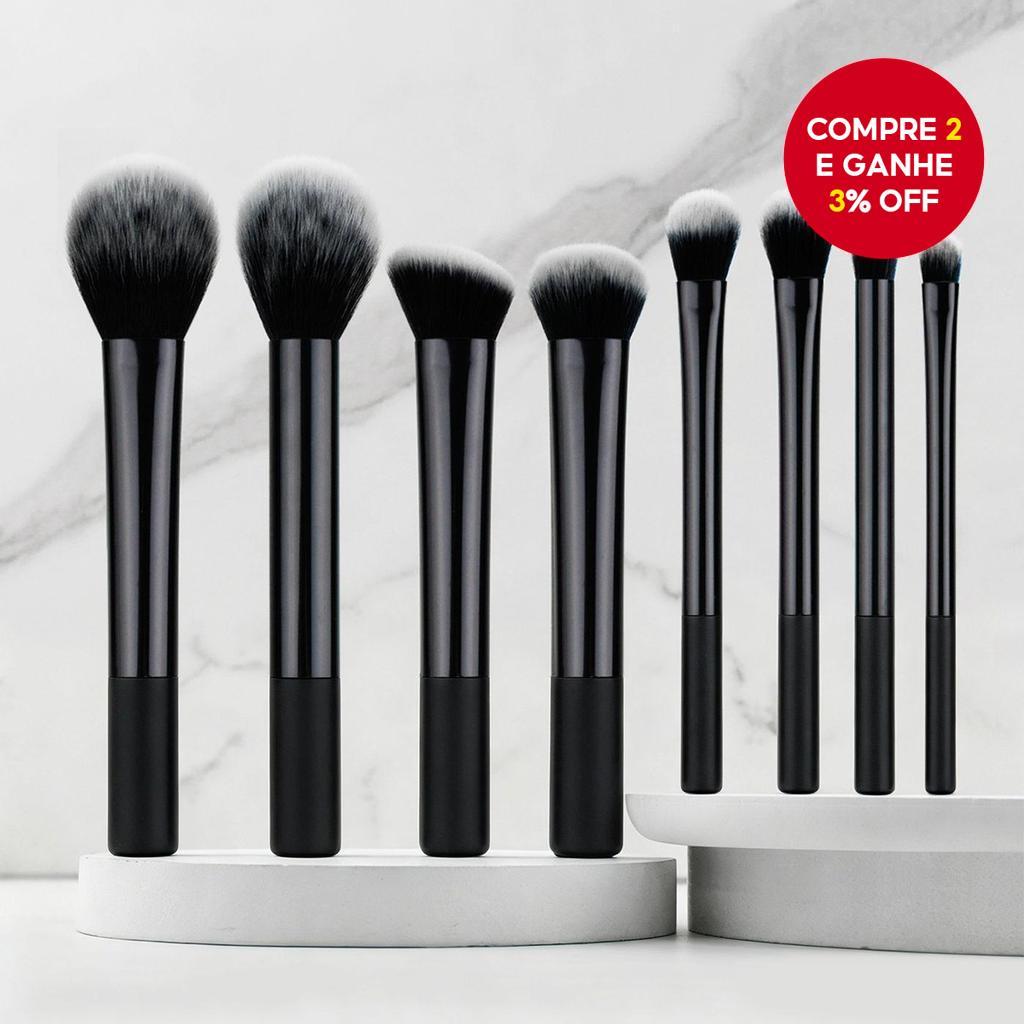 Conjunto De Pincéis De Maquiagem Profissional , 8 Peças , Preto , Pó , Blush , Contorno , Sombra , Iluminador , Ferramen