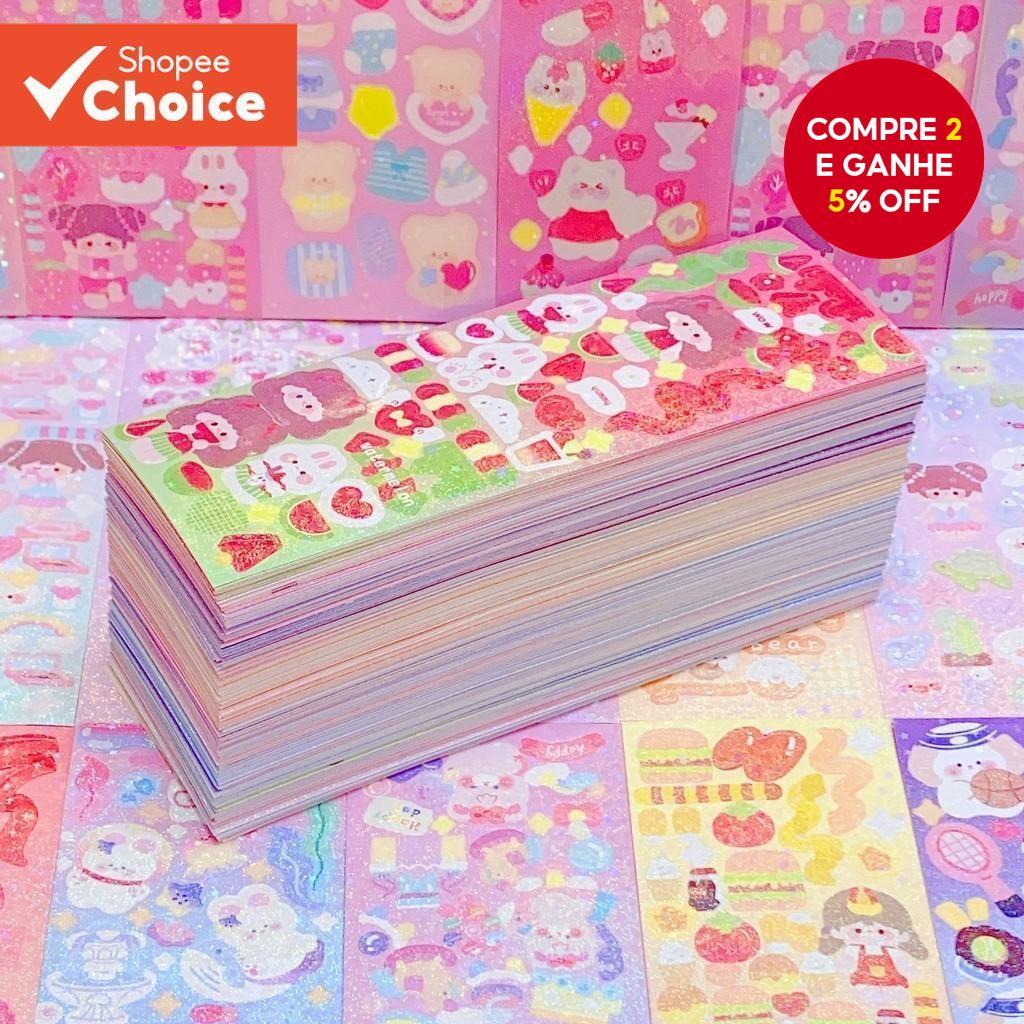50/100/200pcs Conjunto De Adesivos Brilhantes De Desenho Animado Kawaii-Decoração DIY Para Papelaria E Cadernos De Estud