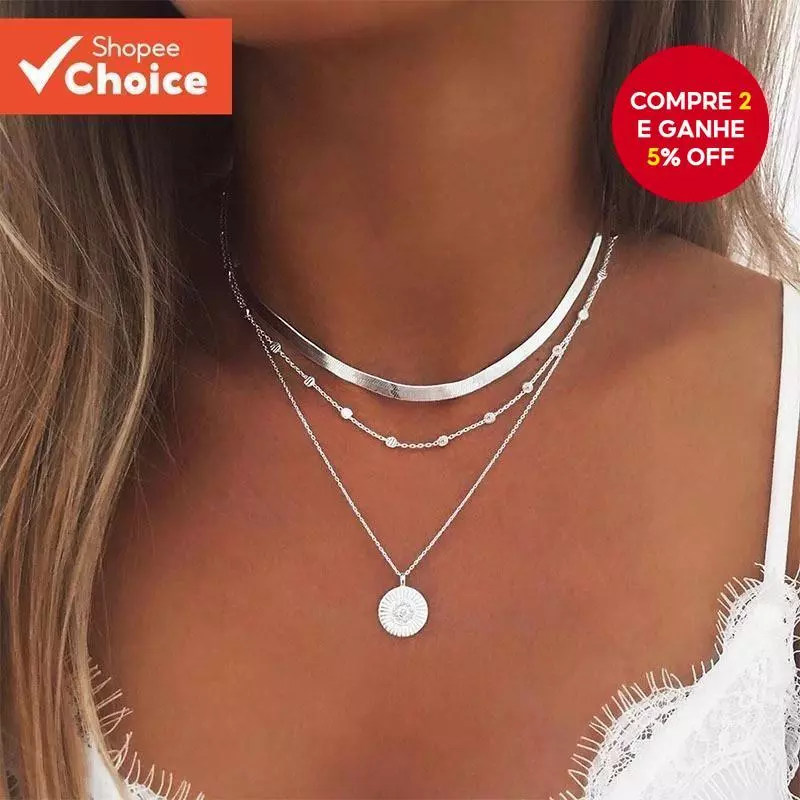 Colar Longo Feminino Em Camadas Da Moda , Corrente De Lâminas De Disco De Personalidade Elegante , Perfeita Para Uso Diá