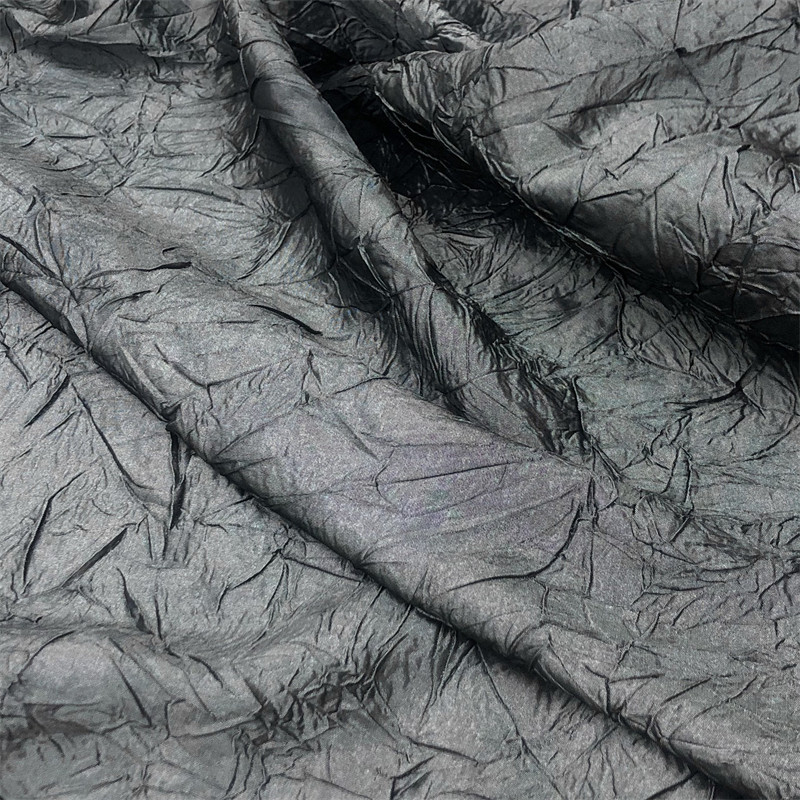 Estilo fino cinza plissado brilhante cor sólida fibra química moda tecido nicho saia vestido Designer tecido