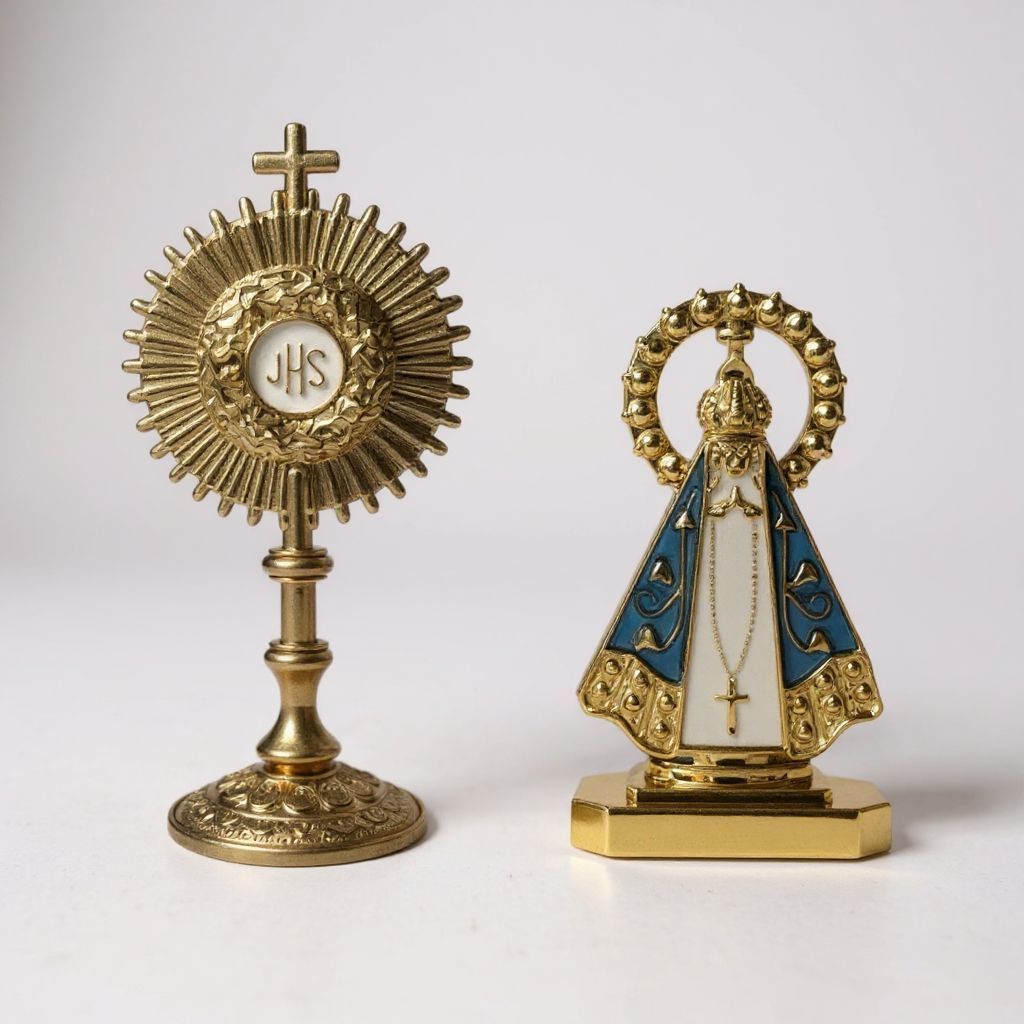 Kit Ostensório com Imagem de Nossa Senhora Aparecida para Painel de Carro - Casa - Mesa